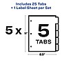 Avery Index Maker Big Tab Paper Dividers with Print & Apply Label Sheets, 5 Tabs, White, 5 Sets/Pack (11492)~#|#~sp42466085_sc7