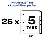 Avery Index Maker Paper Dividers with Print & Apply Label Sheets, 5 Tabs, Multicolor, 25 Sets/Pack (11423)~#|#~sp42466189_sc7
