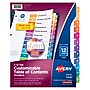 Avery Ready Index Table of Contents Pre-Printed Numeric Paper Divider, 12 Tabs, Multicolor, 1 Set (11141)~#|#~sp42477197_sc7