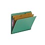 Smead End Tab Pressboard Classification Folders with SafeSHIELD Fasteners, Letter Size, Green, 10/Box (26785)~#|#~sp42803778_sc7