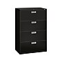 HON Brigade 600 Series 4-Drawer Lateral File Cabinet, Letter/Legal Size, Lockable, 52"H x 36"W x 18"D, Black (HON684LP)~#|#~sp43813183_sc7