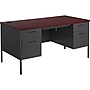 HON Metro Classic 60" Double Pedestal Desk, Mahogany/Charcoal (HONP3262NS)~#|#~sp44489854_sc7