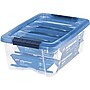 Iris Stack & Pull 12 Qt. Snap Lid Storage Boxes, Clear/Navy, 6/Carton (100306-CT)~#|#~sp44844376_sc7