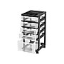 Iris Rolling Cart with Plastic Organizer Top, 5-Drawer, Clear/Black (116865)~#|#~sp44844824_sc7