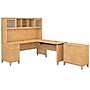 Bush Furniture Somerset 72"W 3 Position Sit to Stand L Shaped Desk with Hutch and File Cabinet, Maple Cross (SET016MC)~#|#~sp45060409_sc7