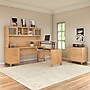 Bush Furniture Somerset 72"W 3 Position Sit to Stand L Shaped Desk with Hutch and File Cabinet, Maple Cross (SET016MC)~#|#~sp45060410_sc7