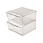 Deflect-O Cube 2 Compartment Stackable Plastic Storage Drawers, Clear (350101)~#|#~sp45449883_sc7
