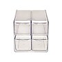 Deflect-O Cube 4-Compartment Stackable Plastic Storage Drawers, Clear (350301)~#|#~sp45449894_sc7