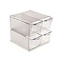 Deflect-O Cube 4-Compartment Stackable Plastic Storage Drawers, Clear (350301)~#|#~sp45449896_sc7