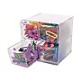 Deflect-O Cube 4-Compartment Stackable Plastic Storage Drawers, Clear (350301)~#|#~sp45449897_sc7