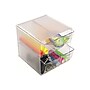 Deflect-O Cube 4-Compartment Stackable Plastic Storage Drawers, Clear (350301)~#|#~sp45449898_sc7