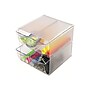 Deflect-O Cube 4-Compartment Stackable Plastic Storage Drawers, Clear (350301)~#|#~sp45449899_sc7