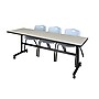 Regency Kobe 84" Flip Top Mobile Training Table- Maple & 3 'M' Stack Chairs- Grey~#|#~sp4548759_sc7