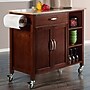 Winsome Mabel 3-Shelf Wood Mobile Kitchen Cart with Lockable Wheels, Walnut/Natural (94843)~#|#~sp4604030_sc7