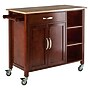 Winsome Mabel 3-Shelf Wood Mobile Kitchen Cart with Lockable Wheels, Walnut/Natural (94843)~#|#~sp4604045_sc7