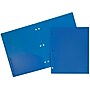 JAM Paper Heavy Duty 3 Hole Punch Two-Pocket Plastic Folders, Blue, 6/Pack (383HPBBUA)~#|#~sp46401683_sc7
