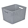 Simplify Large Resin Wicker Storage Bin, Grey (25169-GREY)~#|#~sp4764862_sc7