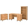 Bush Furniture Somerset 60"W Office Desk with Lateral File Cabinet and 5 Shelf Bookcase, Maple Cross (SET013MC)~#|#~sp48814431_sc7