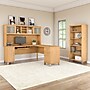 Bush Furniture Somerset 72"W L Shaped Desk with Hutch and 5 Shelf Bookcase, Maple Cross (SET011MC)~#|#~sp48814603_sc7