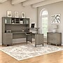Bush Furniture Somerset 72"W 3 Position Sit to Stand L Shaped Desk with Hutch and File Cabinet, Ash Gray (SET016AG)~#|#~sp58434564_sc7