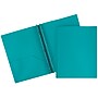 JAM Paper® Plastic Two-Pocket School POP Folders with Metal Prongs Fastener Clasps, Teal Blue, Bulk 96/Pack (382ECTED)~#|#~sp58557720_sc7