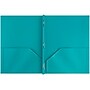 JAM Paper® Plastic Two-Pocket School POP Folders with Metal Prongs Fastener Clasps, Teal Blue, Bulk 96/Pack (382ECTED)~#|#~sp58557722_sc7