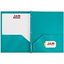 JAM Paper® Plastic Two-Pocket School POP Folders with Metal Prongs Fastener Clasps, Teal Blue, Bulk 96/Pack (382ECTED)~#|#~sp58557724_sc7