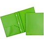 JAM Paper POP 2 Pocket School Folders with Metal Prong Fastener Clasps, Lime Green, 6/Pack (382ECligr)~#|#~sp59921011_sc7