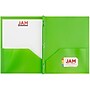JAM Paper POP 2 Pocket School Folders with Metal Prong Fastener Clasps, Lime Green, 6/Pack (382ECligr)~#|#~sp59921054_sc7