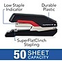 Swingline SuperFlatClinch 50 Halfstrip Stapler, 50 Sheet Capacity, Black/Red (5000599)~#|#~sp61472082_sc7