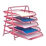 Mind Reader 5 Tier Stackable Front Loading Letter Tray, Pink Metal (5TPAPER-PNK)~#|#~sp63772909_sc7