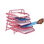 Mind Reader 5 Tier Stackable Front Loading Letter Tray, Pink Metal (5TPAPER-PNK)~#|#~sp63772910_sc7