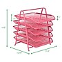 Mind Reader 5 Tier Stackable Front Loading Letter Tray, Pink Metal (5TPAPER-PNK)~#|#~sp63772912_sc7