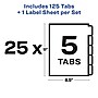 Avery Index Maker Unpunched Paper Dividers with Print & Apply Label Sheets, 5 Tabs, White, 25 Sets/Pack (11443)~#|#~sp64188392_sc7