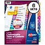 Avery Ready Index Numeric Paper Dividers, 12-Tab, Multicolor, 6/Pack (11196)~#|#~sp65544372_sc7