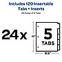 Avery Big Tab Insertable Paper Dividers, 5 Tabs, Buff with Clear Tabs, 24 Sets/Pack (11113)~#|#~sp65544626_sc7