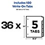 Avery Write & Erase Paper Dividers, 5 Tabs, White, 36 Sets/Box (11506)~#|#~sp65646304_sc7