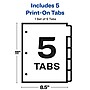 Avery Print-On Paper Dividers, 5 Tabs, White (11511)~#|#~sp65646330_sc7