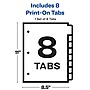 Avery Print-On Paper Dividers, 8 Tabs, White (11528)~#|#~sp65646459_sc7