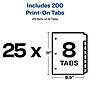 Avery Print-On Paper Dividers, 8 Tabs, White, 25 Sets/Pack (11554)~#|#~sp65646495_sc7