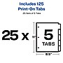 Avery Print-On Paper Dividers, 5 Tabs, White, 25 Sets/Pack (11517)~#|#~sp65646553_sc7