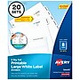 Avery Big Tab Printable Paper Dividers with Large White Labels, 8 Tabs, White, 20 Sets/Pack (14441)~#|#~sp69660701_sc7