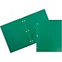 JAM Paper Heavy Duty Plastic 3 Hole Punch Two-Pocket Folders, Green, 6/Pack (383HHPGRB)~#|#~sp71001434_sc7