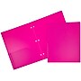 JAM Paper Heavy Duty 3 Hole Punch Two-Pocket Plastic Folders, Fuchsia Pink, 6/Pack (383HHPFUB)~#|#~sp71001474_sc7