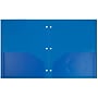 JAM Paper Heavy Duty 3 Hole Punch Two-Pocket Plastic Folders, Blue, 6/Pack (383HPBBUB)~#|#~sp71001480_sc7