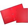 JAM Paper Heavy Duty 3 Hole Punch Two-Pocket Plastic Folders, Red, 108/Pack (383HHPREA)~#|#~sp71001572_sc7