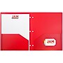 JAM Paper Heavy Duty 3 Hole Punch Two-Pocket Plastic Folders, Red, 108/Pack (383HHPREA)~#|#~sp71001574_sc7