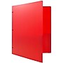 JAM Paper Heavy Duty 3 Hole Punch Two-Pocket Plastic Folders, Red, 108/Pack (383HHPREA)~#|#~sp71001575_sc7