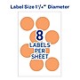 Avery Easy Peel Laser Color Coding Labels, 1 1/4" Dia, Neon Orange, 8 Labels/Sheet, 50 Sheets/Pack (5476)~#|#~sp75153385_sc7