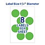 Avery Laser Color Coding Labels, 1 1/4" Dia., Neon Green, 8/Sheet, 50 Sheets/Pack (5498)~#|#~sp75153481_sc7
